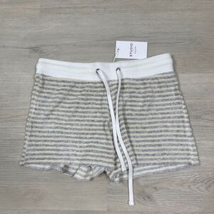 David Lerner Lounge Shorts Womens Small White Striped Terry Drawstring